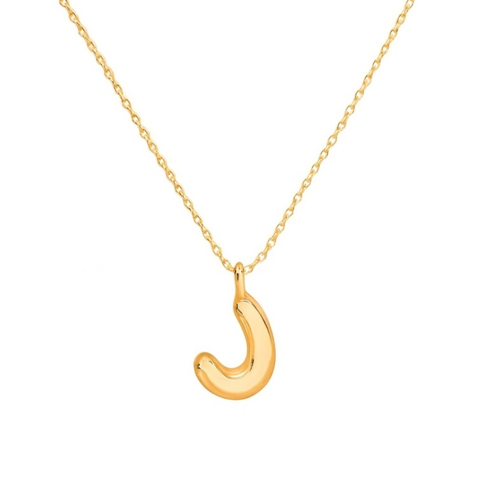 Gold Bubble Initial Letter Necklace (4000)